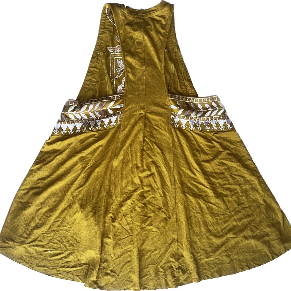 Free People Mustard Embroidered High Neck Racerback Tank 🌵xs - Picture 2 of 11